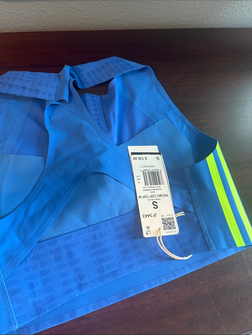 Adidas Blue & Neon Athletic Running Crop Top - Picture 12 of 12